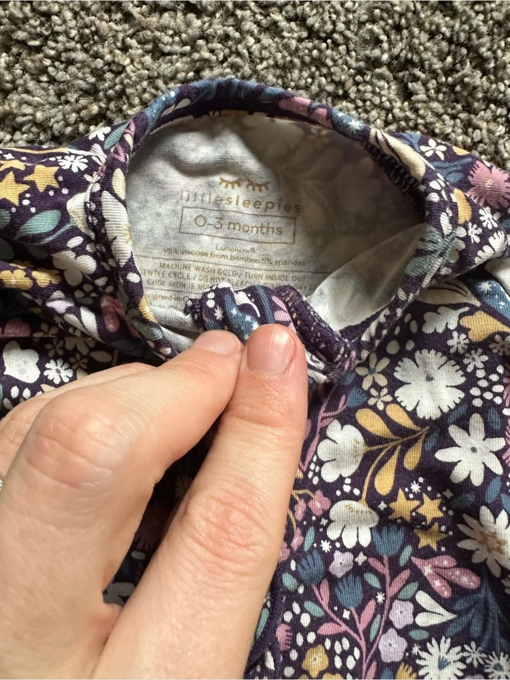 Little Sleepies Midnight Petals Ruffle Zippy 0-3 Months Pajamas